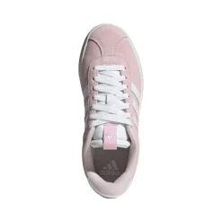 Sneakers da donna in pelle effetto scamosciato rosa e bianche adidas VL Court 3.0