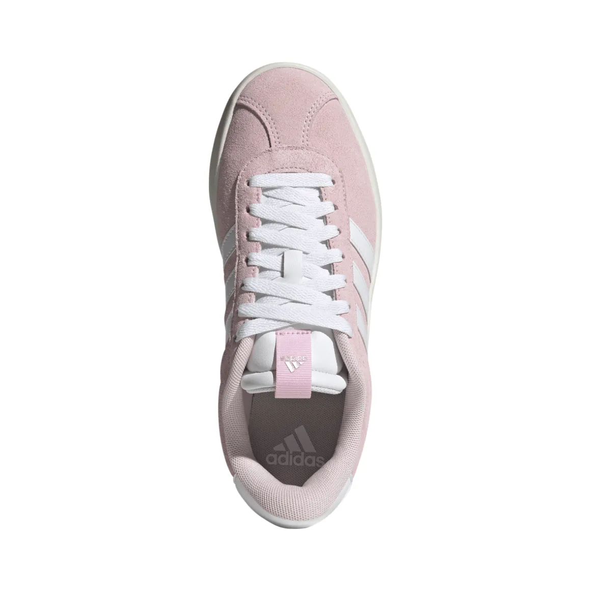 Sneakers da donna in pelle effetto scamosciato rosa e bianche adidas VL Court 3.0