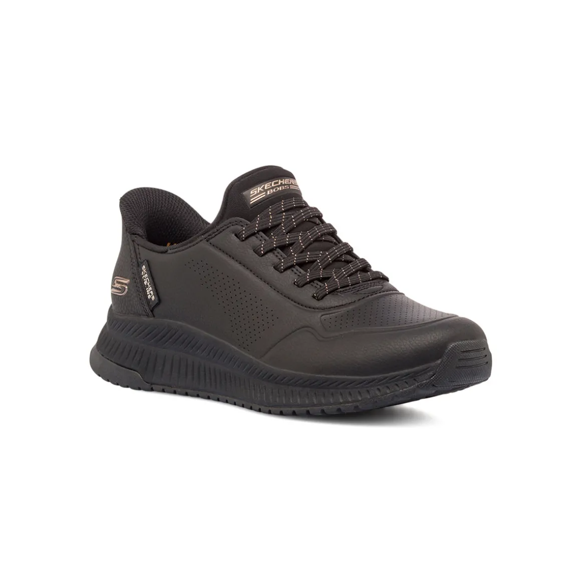 Sneakers da donna nere con dettagli oro rosa Skechers BOBS Slip-Ins
