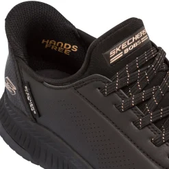 Sneakers da donna nere con dettagli oro rosa Skechers BOBS Slip-Ins