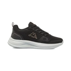 Sneakers da Donna Nere con Dettagli Beige e Suola Bianca Kappa