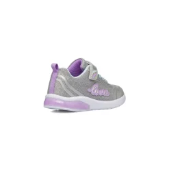 Sneakers da ragazza argento con glitter e luci Dieci Baci