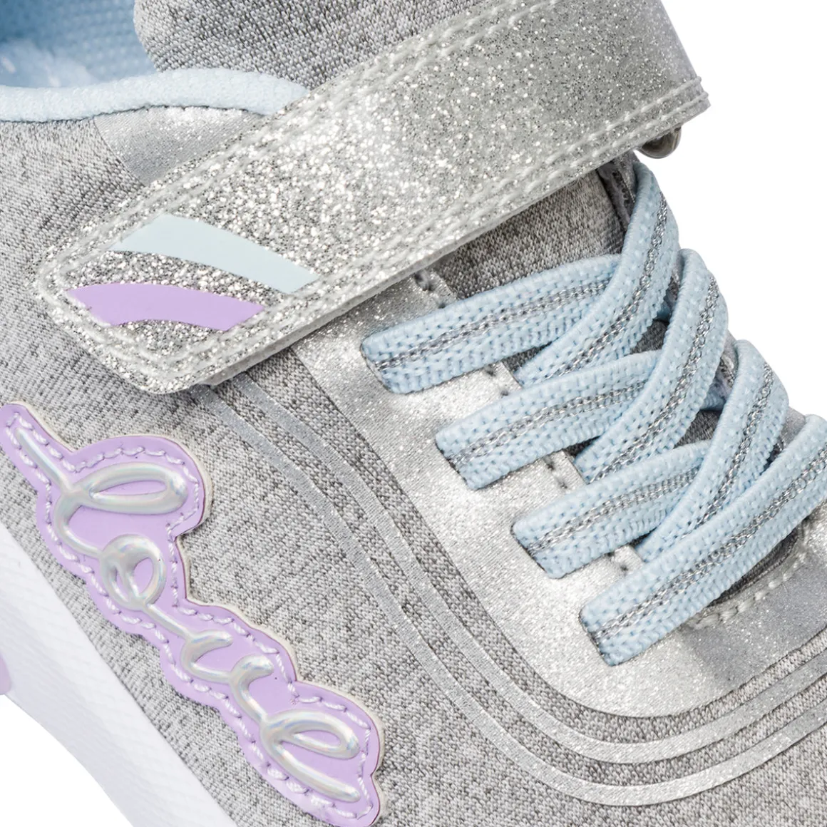 Sneakers da ragazza argento con glitter e luci Dieci Baci