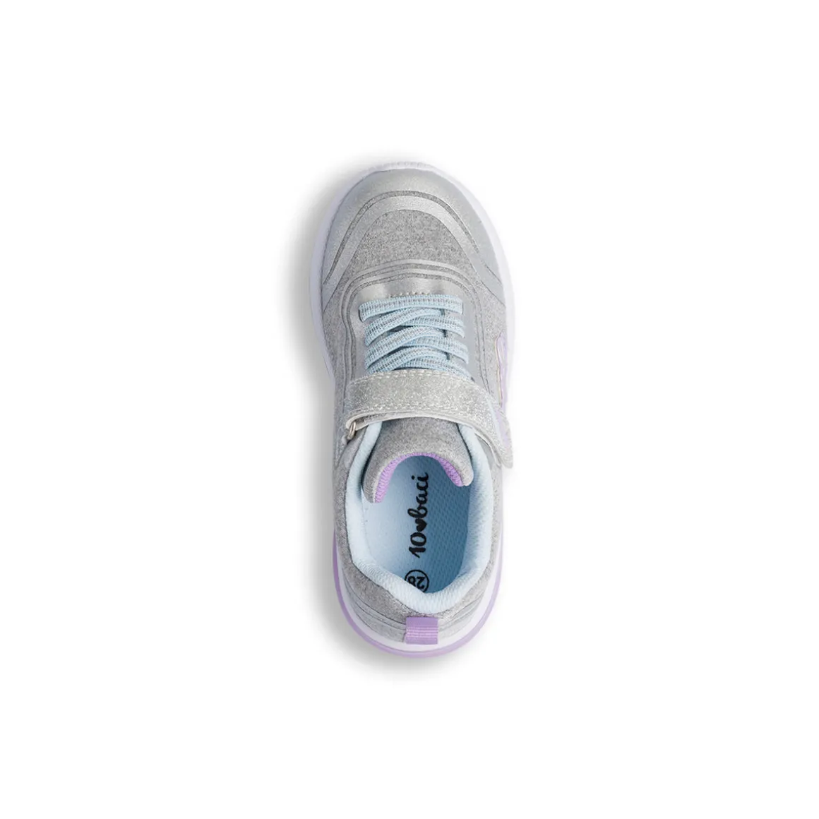 Sneakers da ragazza argento con glitter e luci Dieci Baci