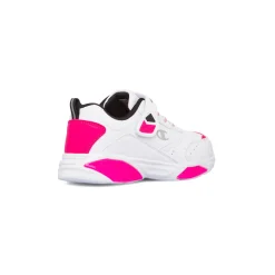 Sneakers da ragazza bianche con dettagli rosa e neri e luci nella suola Champion Wave