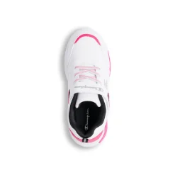 Sneakers da ragazza bianche con dettagli rosa e neri e luci nella suola Champion Wave