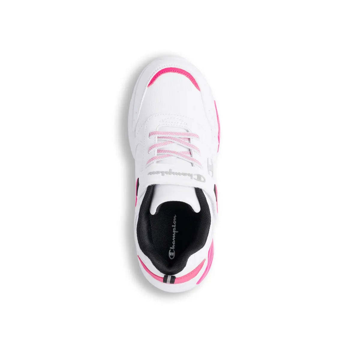 Sneakers da ragazza bianche con dettagli rosa e neri e luci nella suola Champion Wave