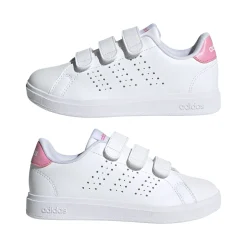 Sneakers da ragazza bianche e rose con tripla chiusura strappo Advantage 2.0 adidas