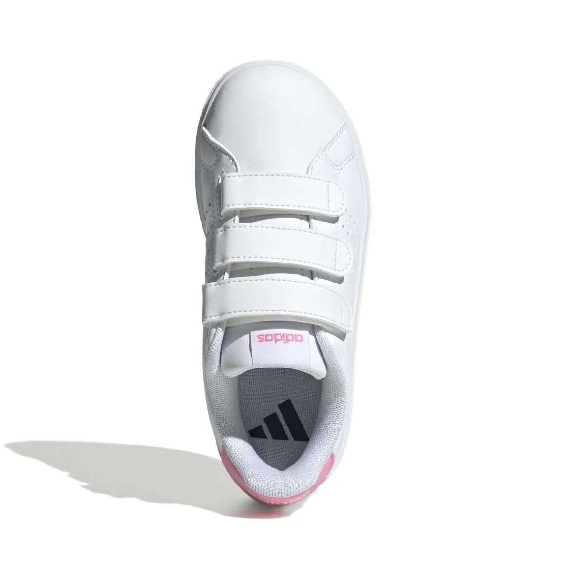 Sneakers da ragazza bianche e rose con tripla chiusura strappo Advantage 2.0 adidas