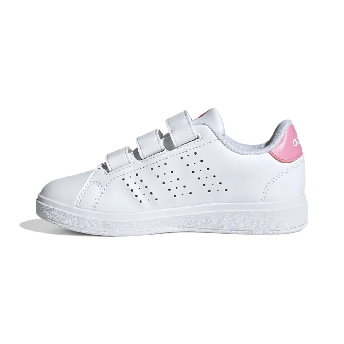 Sneakers da ragazza bianche e rose con tripla chiusura strappo Advantage 2.0 adidas