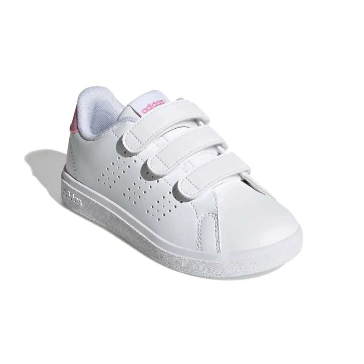 Sneakers da ragazza bianche e rose con tripla chiusura strappo Advantage 2.0 adidas