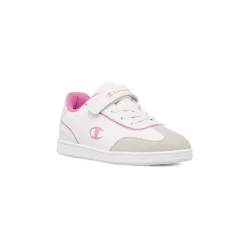 Sneakers da ragazza bianche e rosa con logo Champion Prestige