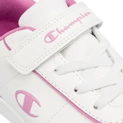 Sneakers da ragazza bianche e rosa con logo Champion Prestige