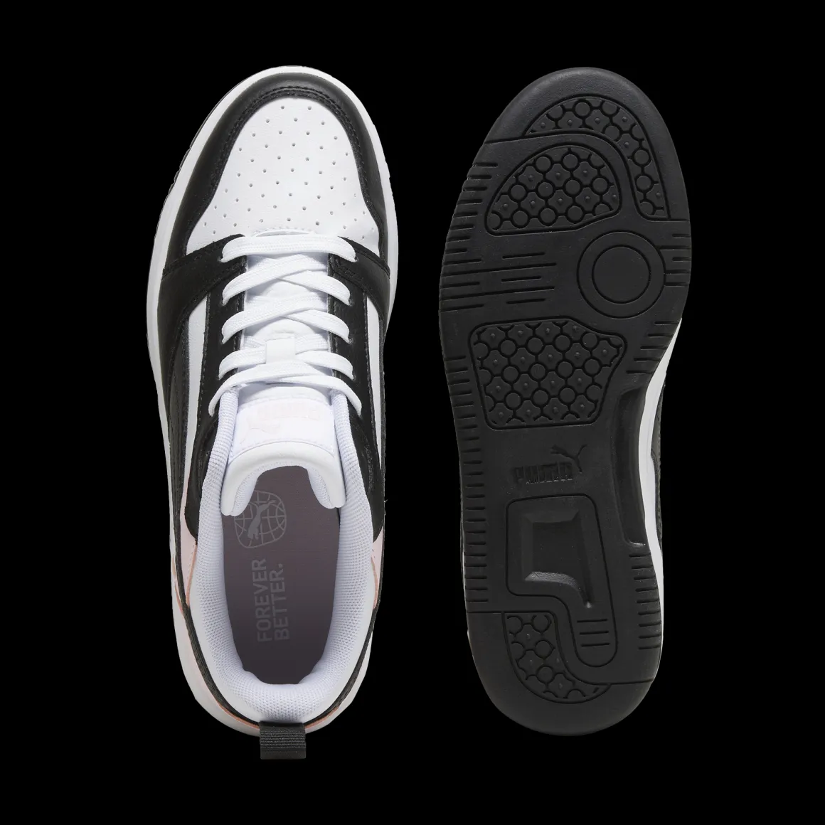 Sneakers da ragazza bianche e nere con dettagli rosa Puma Rebound V6