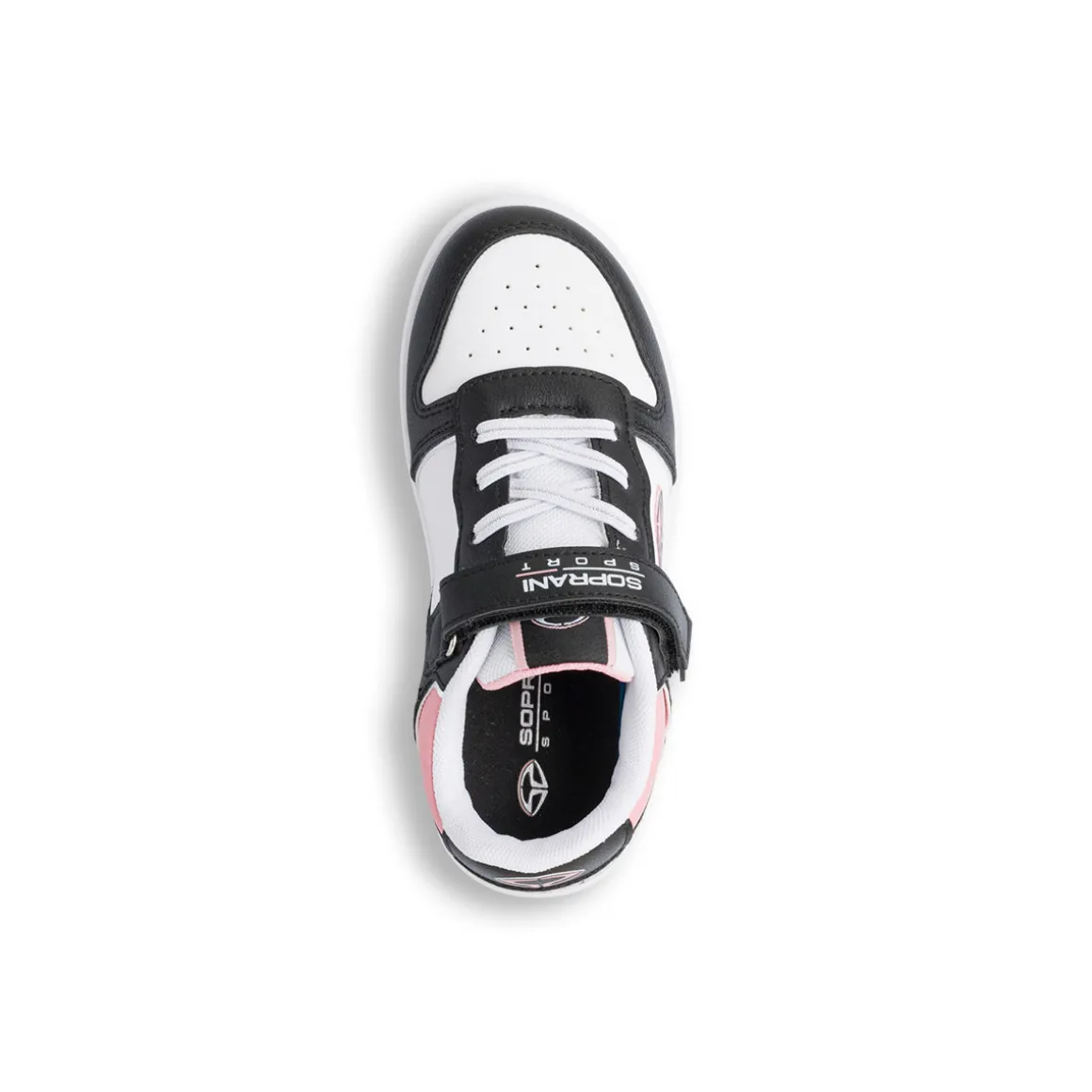 Sneakers da ragazza bianche con dettagli neri e rosa Soprani Sport
