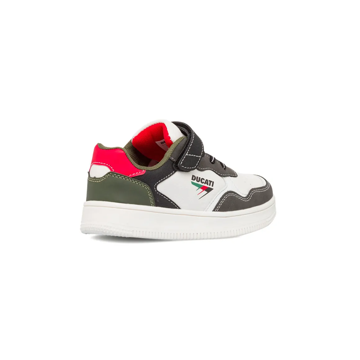 Sneakers da ragazzo bianche e grigie con logo Ducati
