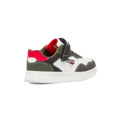 Sneakers da ragazzo bianche e grigie con logo Ducati