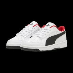 Sneakers da ragazzo bianche con inserti rossi e neri Puma Reb-L