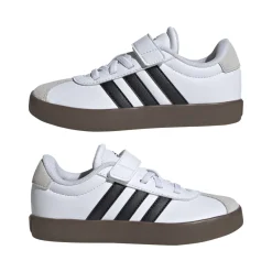 Sneakers da ragazzo bianche e nere con logo adidas VL Court 3.0