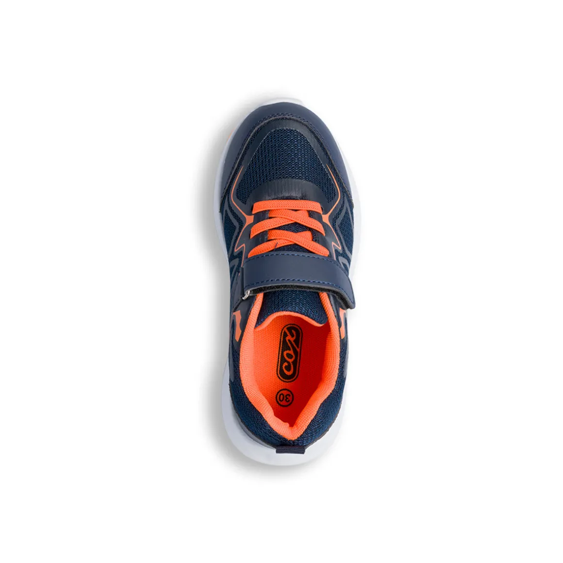 Sneakers da ragazzo blu con dettagli arancioni Jog
