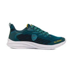 Sneakers da ragazzo blu ottanio e nere con dettagli gialli e logo Tonino Lamborghini