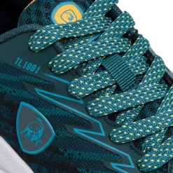 Sneakers da ragazzo blu ottanio e nere con dettagli gialli e logo Tonino Lamborghini