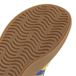 Sneakers da ragazzo e ragazza in pelle effetto scamosciato blu e gialle adidas VL Court 2.0