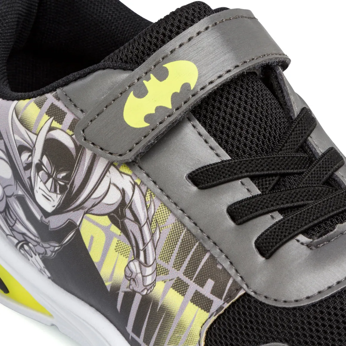 Sneakers da ragazzo grigie e gialle con luci Batman