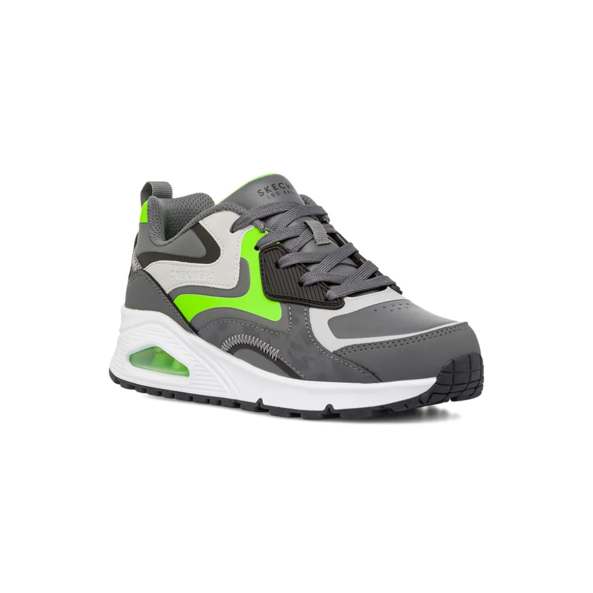Sneakers da ragazzo grigie e verde fluo con suola ad aria Skechers Uno