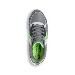 Sneakers da ragazzo grigie e verde fluo con suola ad aria Skechers Uno