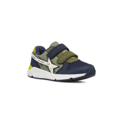 Sneakers da ragazzo verde militare e blu navy con dettagli bianchi e giallo lime Space Boy