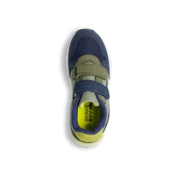 Sneakers da ragazzo verde militare e blu navy con dettagli bianchi e giallo lime Space Boy