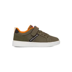 Sneakers da ragazzo verde militare con inserti arancioni Carrera Jeans