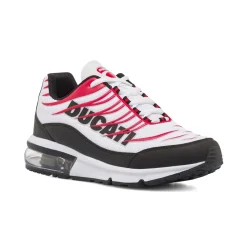 Sneakers da Uomo Bianche con Dettagli Rossi e Neri Suola Ammortizzata Ducati