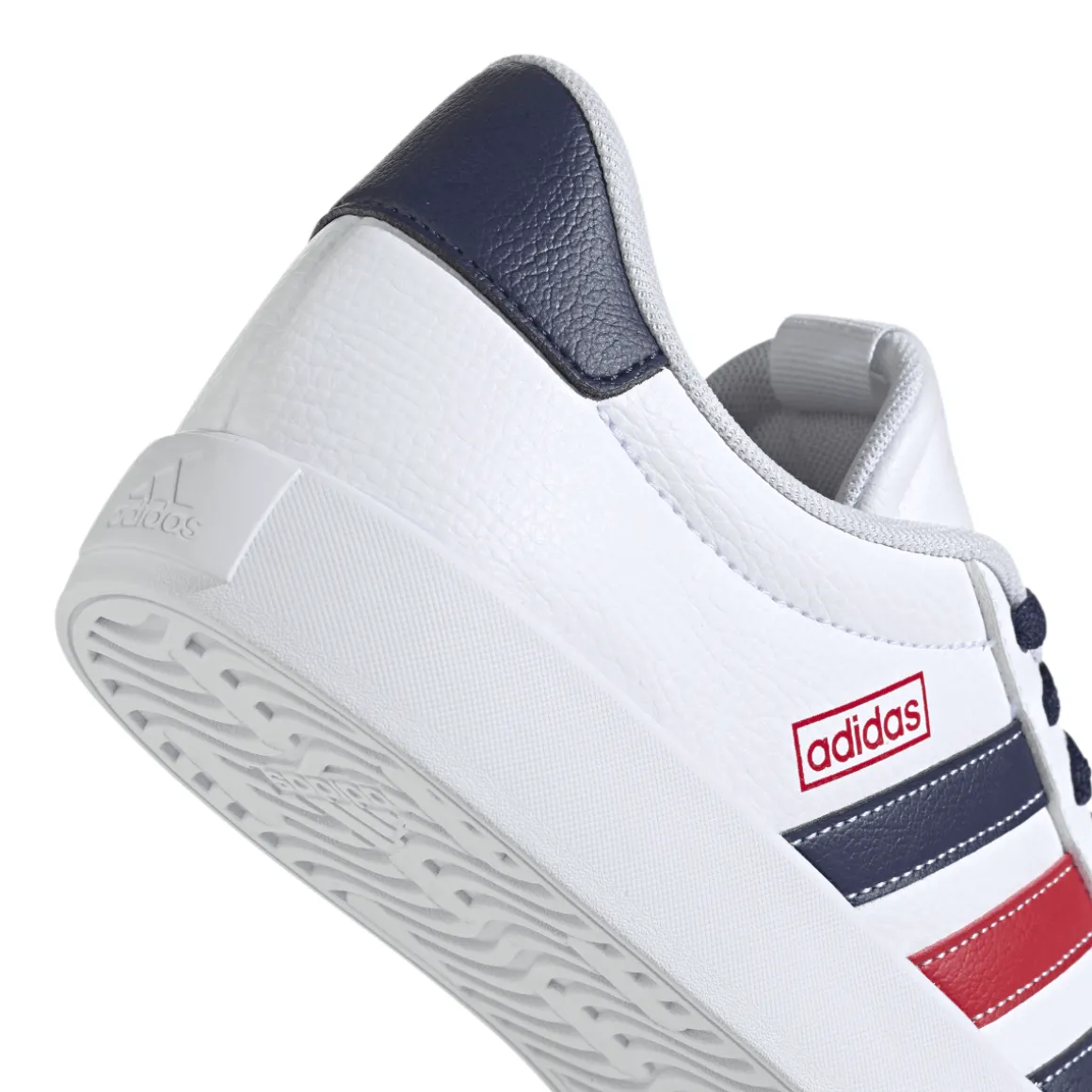 Sneakers da uomo bianche con dettagli blu e rossi adidas VL Court 3.0
