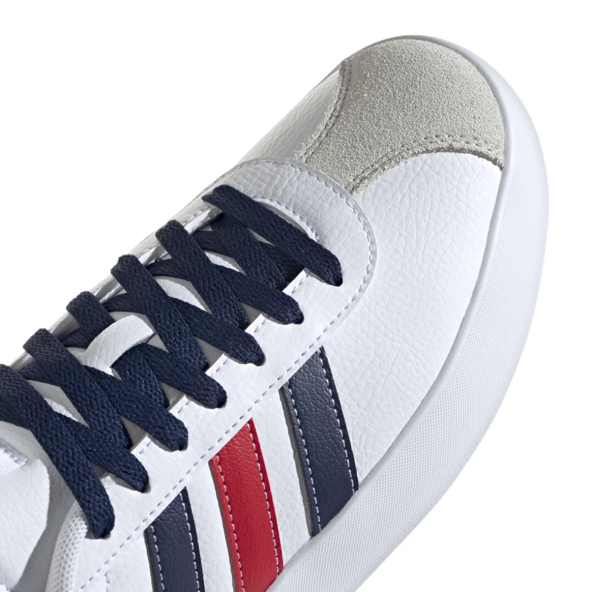 Sneakers da uomo bianche con dettagli blu e rossi adidas VL Court 3.0