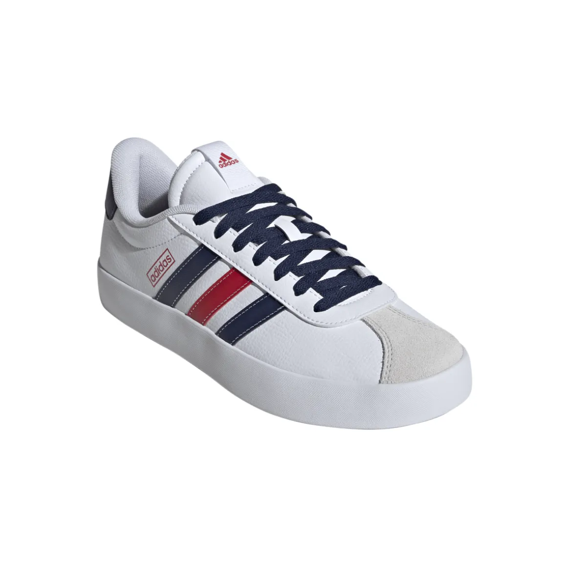 Sneakers da uomo bianche con dettagli blu e rossi adidas VL Court 3.0