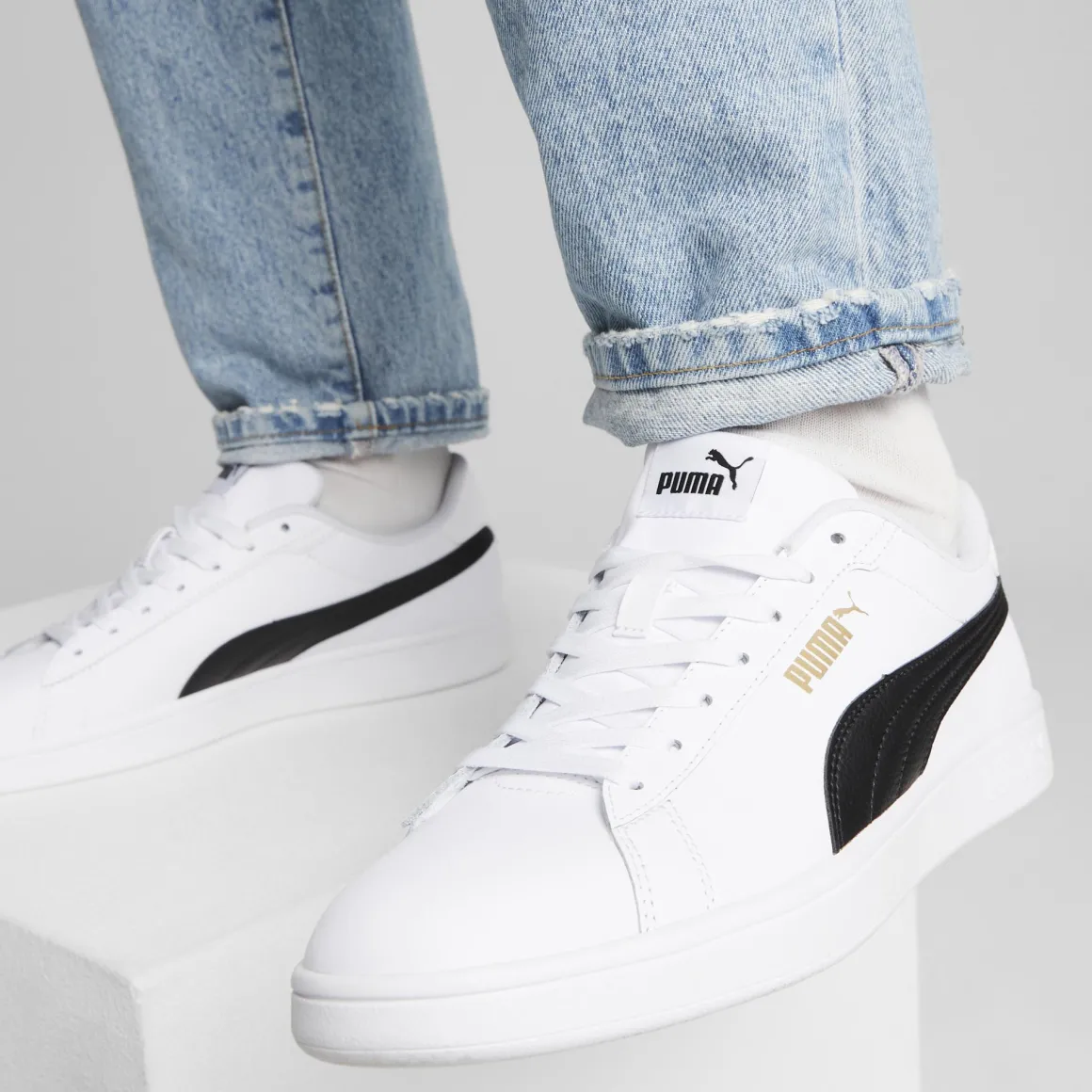 Sneakers da uomo bianche con logo a contraso Puma Smash 3.0