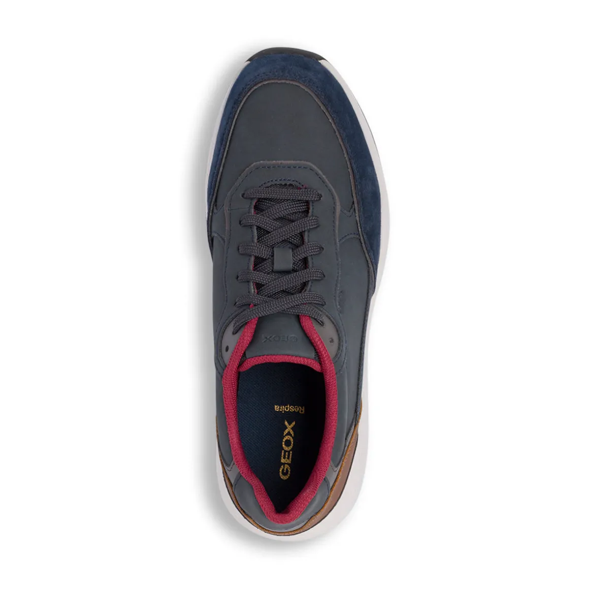Sneakers da uomo blu con inserti effetto scamosciato Geox