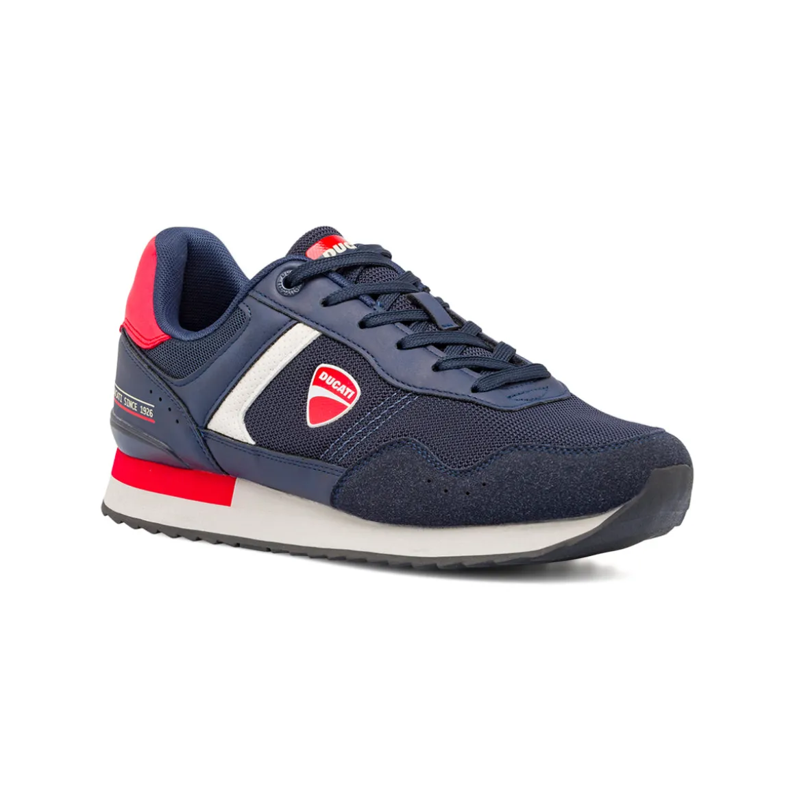 Sneakers da uomo blu con dettagli rossi e bianchi Ducati