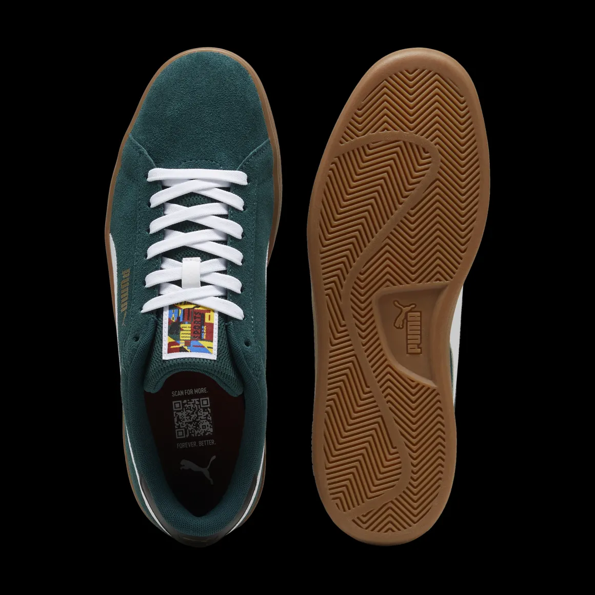 Sneakers da uomo in pelle verde scuro con logo Puma Smash 3.0