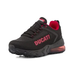 Sneakers da Uomo Nere con Maxi Logo Rosso e Suola Ammortizzata Ducati