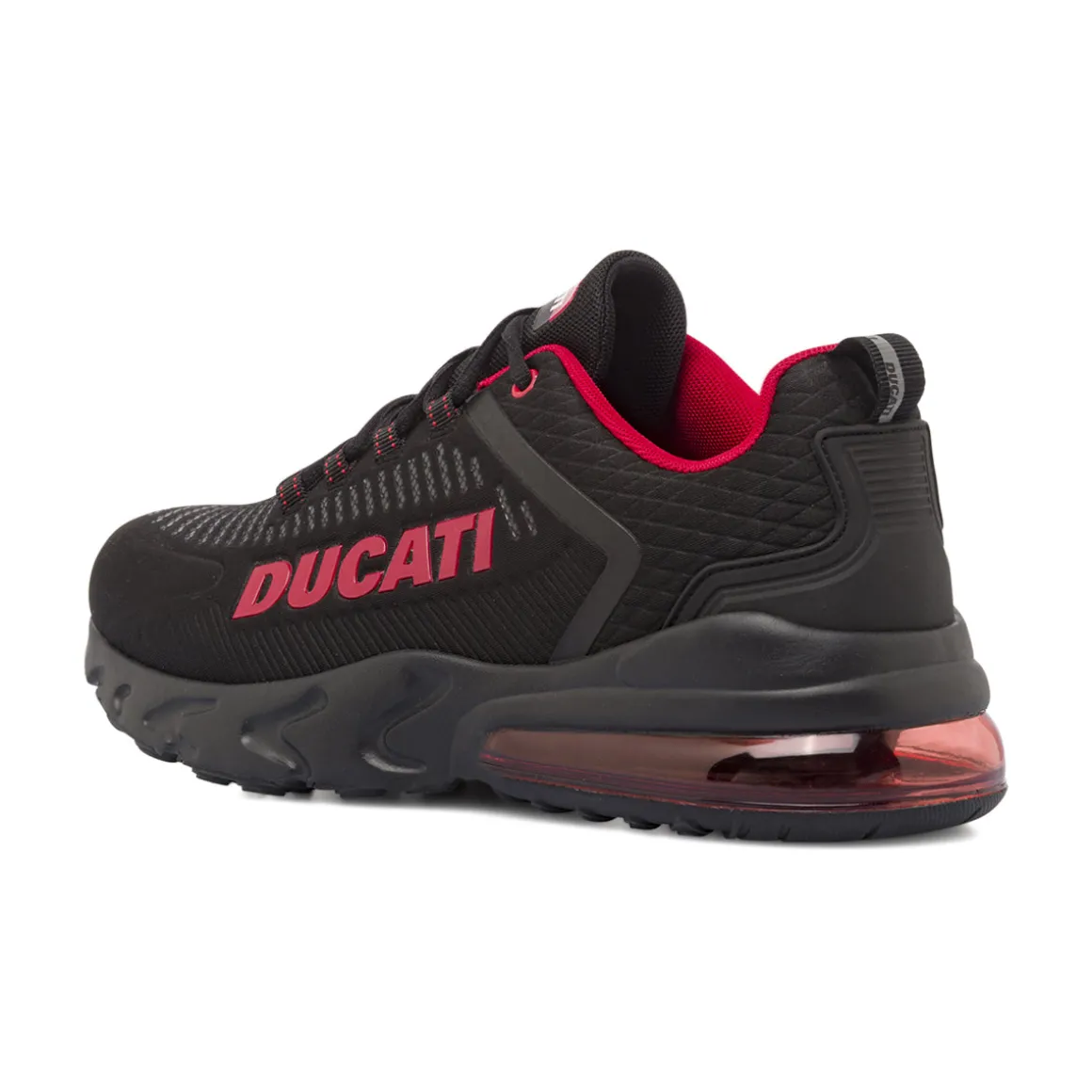 Sneakers da Uomo Nere con Maxi Logo Rosso e Suola Ammortizzata Ducati