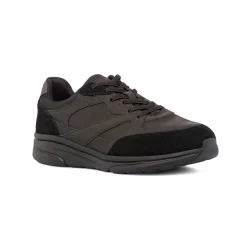 Sneakers da uomo nere con inserti effetto scamosciato Geox
