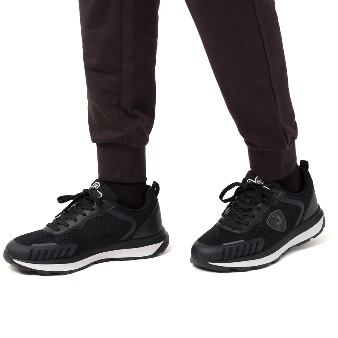Sneakers da uomo nere con logo e dettagli grigi Tonino Lamborghini