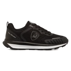 Sneakers da uomo nere con logo e dettagli grigi Tonino Lamborghini