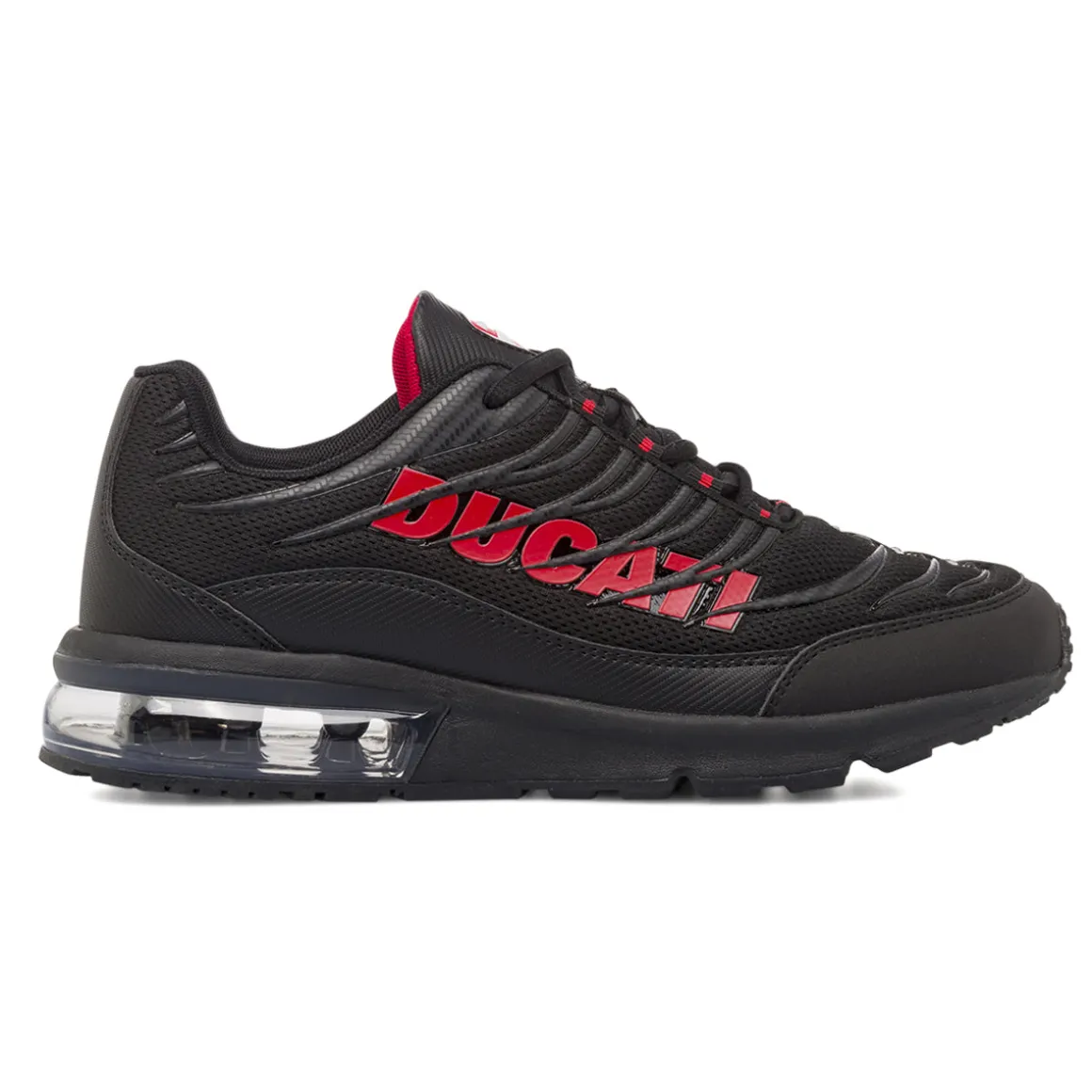 Sneakers da Uomo Nere con Maxi Logo Rosso Ducati