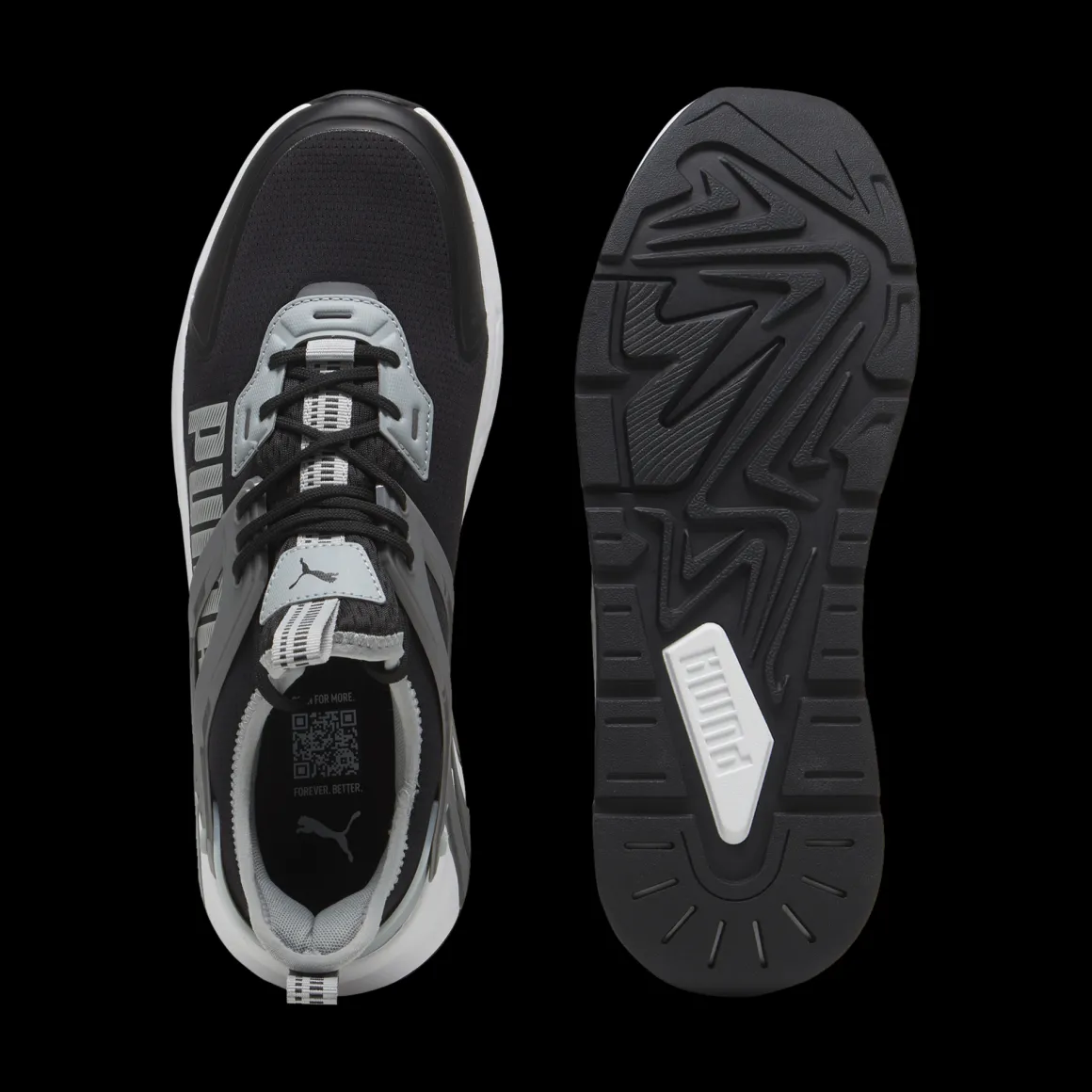 Sneakers da uomo nere e grigie con logo Puma Pacer