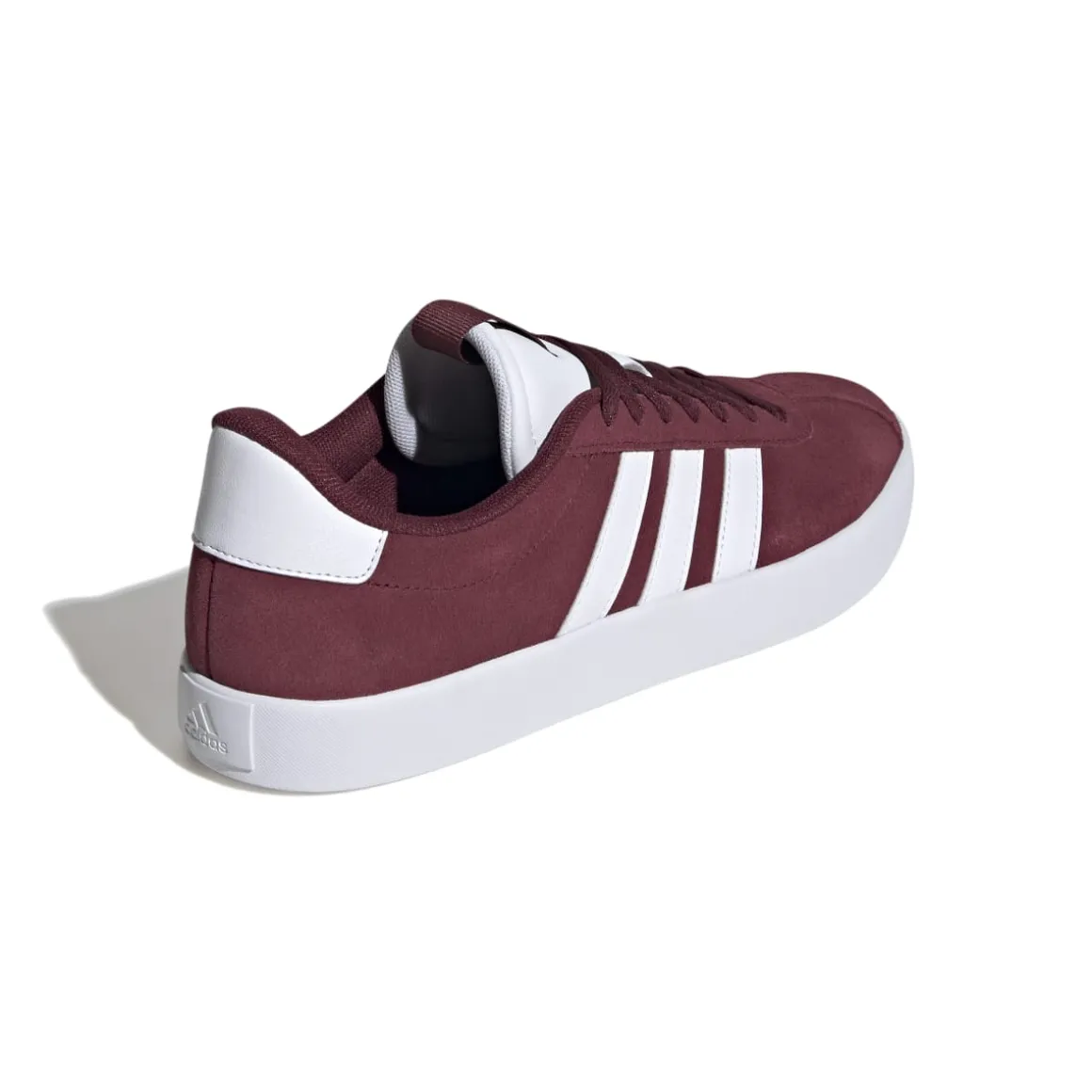 Sneakers da uomo rosso bordeaux in pelle con logo adidas VL Court 3.0
