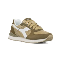 Sneakers da Uomo verdi e marroni in tessuto con logo Diadora
